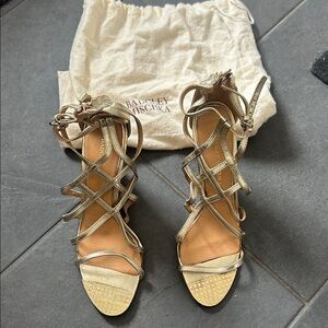 Badgley Mischka Metallic Gold Strappy Heels
